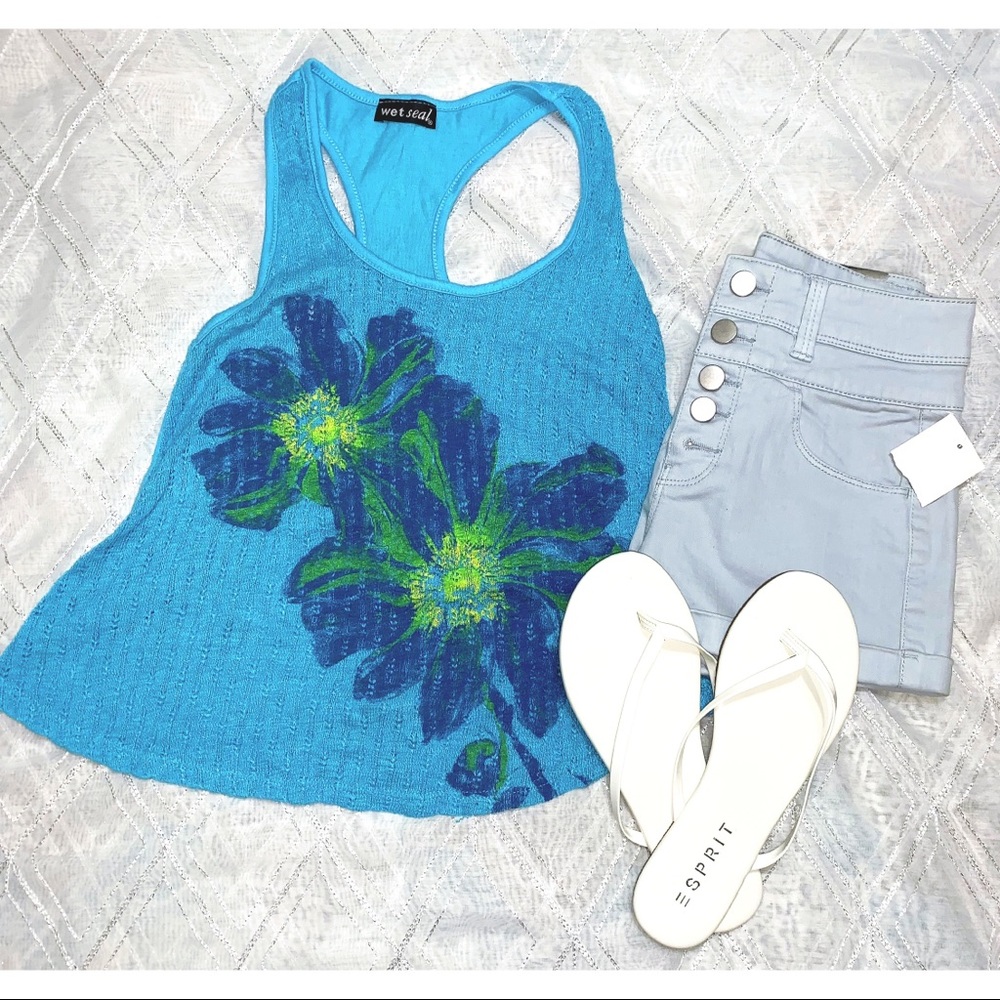 Wetseal Blue Floral Tank SIZE SMALL